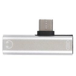 Wewoo Adaptateur d'écoute de charge Jack 3.5mm femelle USB-C / Type-C vers USB-C / Type-C (Argent)