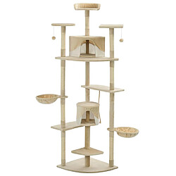 Helloshop26 Arbre à chat griffoir grattoir niche jouet animaux peluché en sisal 203 cm beige et blanc 3702121