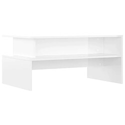 Maison Chic Table basse,Table Console Table d'appoint, Table pour salon blanc brillant 90x55x42,5 cm bois d'ingénierie -MN12656