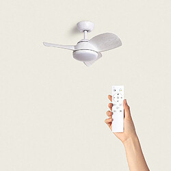 Ledkia Ventilateur de Plafond Silencieux Poros 35W 76cm Motor DC Avec lumière Télécommande Bois blanc Bois blanc Non