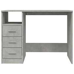 Helloshop26 Bureau table poste de travail meuble d'ordinateur informatique étude avec tiroirs 102 x 50 x 76 cm bois d'ingénierie gris 02_0023470