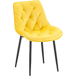 Decoshop26 Chaise de salle à manger x1 assise et dossier capitonné en velours jaune et métal noir 10_0002167