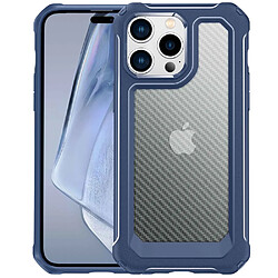 Coque en TPU anti-rayures, texture fibre de carbone pour votre iPhone 14 Pro - bleu