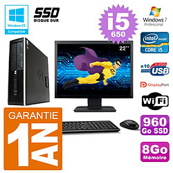 PC HP Compaq 8100 SFF Ecran 22" i5-650 RAM 8Go SSD 960Go Graveur DVD Wifi W7 - Occasion