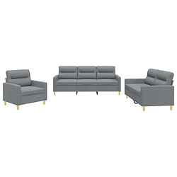 Maison Chic Ensemble de canapés 3 pcs avec coussins, Canapé droit Sofa pour Salon Gris clair Tissu -GKD484361