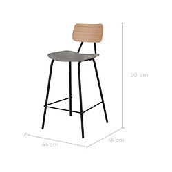 Rendez Vous Deco Chaise de bar mi-hauteur Madrague 65 cm (lot de 2)