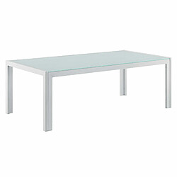 Helloshop26 Salon de jardin ensemble de jardin table basse avec canapé et chaises extérieures métal verre polyester blanc 03_0003586 pas cher