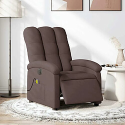 Maison Chic Fauteuil Relax pour salon, Fauteuil de massage inclinable électrique Marron foncé Tissu -GKD96679