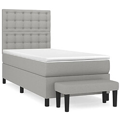 Maison Chic Lit adulte- Lit + matelas,Sommier à lattes de lit et matelas Gris clair 90x190 cm Tissu -GKD30967