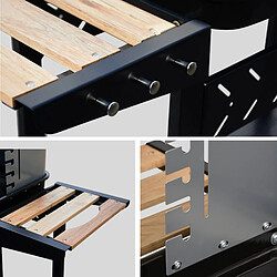 Acheter Barbecue charbon Alfred noir et gris, cuve émaillée, tablettes latérales bois, hauteur de grille ajustable | sweeek