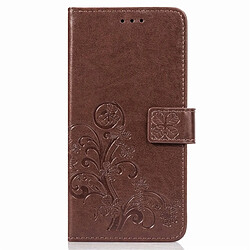 Wewoo Housse Coque Étui en cuir à motif de fleurs pressées Lucky Clover pour Galaxy A7 (2018), avec support et logements pour cartes, portefeuille dragonne (brun)