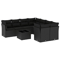 Maison Chic Salon de jardin 9 pcs avec coussins | Ensemble de Table et chaises | Mobilier d'Extérieur noir résine tressée -GKD14341