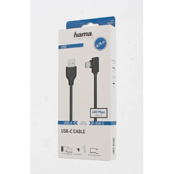 HAMA Câble USB-C, mâle USB-C - mâle USB-A, 90°, USB 2.0, 480 Mbit/s, 0,75m