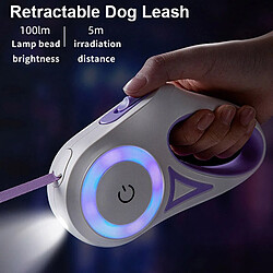 Universal Laisse de chien de 5m col corde de remorquage pour animaux de compagnie lumière tactile LED auto-rétractable chien plongée extérieure fournitures pour animaux de compagnie