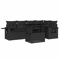 vidaXL Salon de jardin 6 pcs avec coussins noir résine tressée