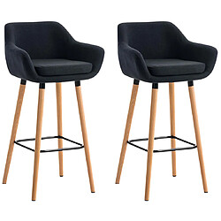 Decoshop26 Lot de 2 tabourets de bar design et confortable en tissu noir avec accoudoirs et repose-pieds 10_0000271