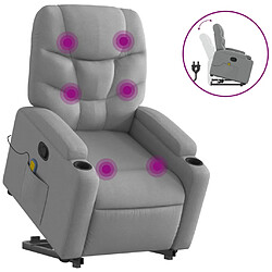 vidaXL Fauteuil de massage inclinable Gris clair Tissu