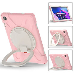 Coque en silicone anti-chute avec poignée et béquille rotative pour votre Lenovo Tab M10 (Gen 3) TB-328FU/TB-328XU - rose