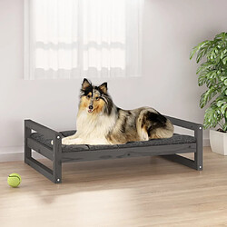 vidaXL Lit pour chien Gris 95,5x65,5x28 cm Bois de pin solide