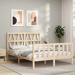 Avis Maison Chic Cadre/structure de lit avec tête de lit pour adulte - Lit Moderne Chambre 120x200 cm bois massif -MN64277