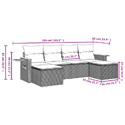 Avis Maison Chic Ensemble Tables et chaises d'extérieur 6pcs avec coussins,Salon de jardin noir résine tressée -GKD949957