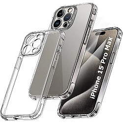 Coque Pour iPhone 15 Pro Max Silicone Transparente Angles Renforces + Verre Trempe Little Boutik®