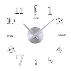 Autocollant 3D Minimaliste Horloge Murale Chambre Restaurant Salle De Bains Décor Artisanat Argent