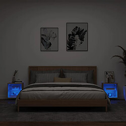 Avis Maison Chic Lot de 2 Tables de Chevet murales - Tables de Nuit avec lumières LED chêne sonoma