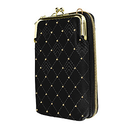 Avizar Pochette Bandoulière Smartphone Studs dorés et Surpiqure design losange noir