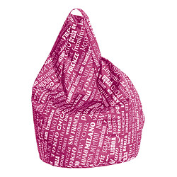 Alter Pouf avec lettrage fantaisie, couleur fuchsia et blanc, Dimensions 80 x 120 x 80 cm