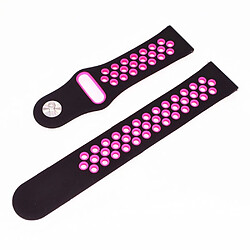 Bracelet en silicone creux 20mm bicolore noir/rose pour votre Garmin Forerunner 645 Music/Vivoactive 3/Vivomove HR