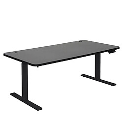 Decoshop26 Bureau table d'ordinateur réglable en hauteur électriquement 160 x 80 cm HDF noir acier noir 04_0006045