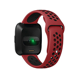 YP Select Bande de sport en silicone avec trous de ventilation Sangles de rechange pour Fitbit Versa Smartwatch-Rouge Noir