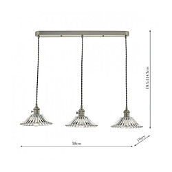 Luminaire Center Suspension Hadano Verre moulé,chrome antique 3 ampoules 114,5cm