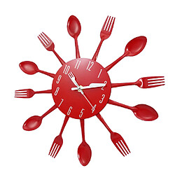 Cuisine horloge murale cuillère fourchette murale mur autocollant chambre décoration de la maison rouge pas cher