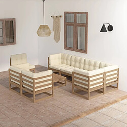 Maison Chic Ensemble Tables et chaises d'extérieur 9 pcs avec coussins,Salon de jardin Bois de pin massif -GKD636602