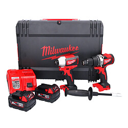 Milwaukee M18 BLPP2A2-502X Kit 18V Perceuse à percussion sans fil M18 BLPD2 + Visseuse à chocs sans fil M18 BLID2 (4933464522)