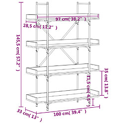 vidaXL Bibliothèque à 4 niveaux sonoma gris 100x33x145,5 cm pas cher