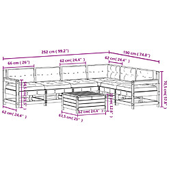 vidaXL Salon de jardin 7 pcs avec coussins blanc bois de pin massif pas cher