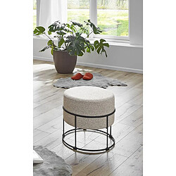 Acheter Pegane Tabouret en Tissu coloris crème et métal coloris noir - diamètre 48 x hauteur 44 cm