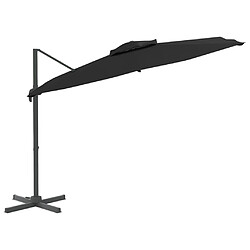 Helloshop26 Parasol meuble de jardin cantilever à double toit 300 x 300 cm noir 02_0008157