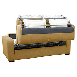 Acheter Vente-Unique Canapé 3 places convertible express en tissu jaune moutarde - Couchage 140 cm - Matelas 14 cm - BEVIS