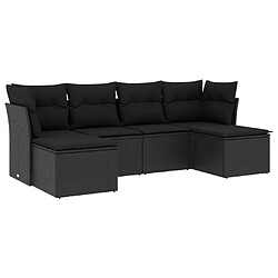 Maison Chic Salon de jardin 6 pcs avec coussins | Ensemble de Table et chaises | Mobilier d'Extérieur noir résine tressée -GKD27979