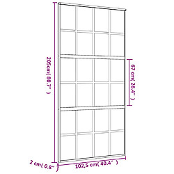 vidaXL Porte coulissante doré 102,5x205cm verre ESG clair et aluminium pas cher