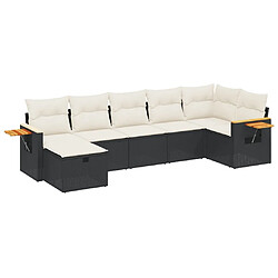 vidaXL Salon de jardin 7 pcs avec coussins noir résine tressée