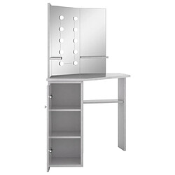 Helloshop26 Coiffeuse table de maquillage design meuble mobilier de chambre d'angle avec led 111 x 54 x 141,5 cm gris 02_0006390 pas cher