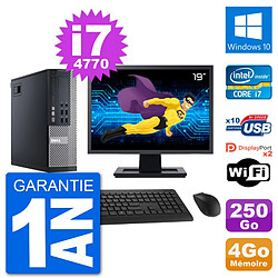 PC Dell 9020 SFF Ecran 19" Intel i7-4770 RAM 4Go Disque 250Go Windows 10 Wifi - Occasion