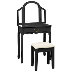 vidaXL Coiffeuse et tabouret Noir 65x36x128 cm Bois de paulownia MDF