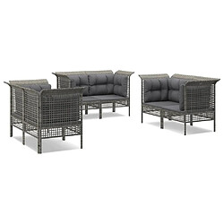 Maison Chic Salon de jardin 6 pcs + coussins - Mobilier/Meubles de jardin - Table et chaises d'extérieur Gris Résine tressée -MN56961