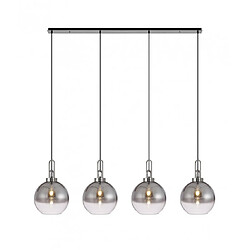 Luminaire Center Suspension 4 ampoules Nickel poli,fumé